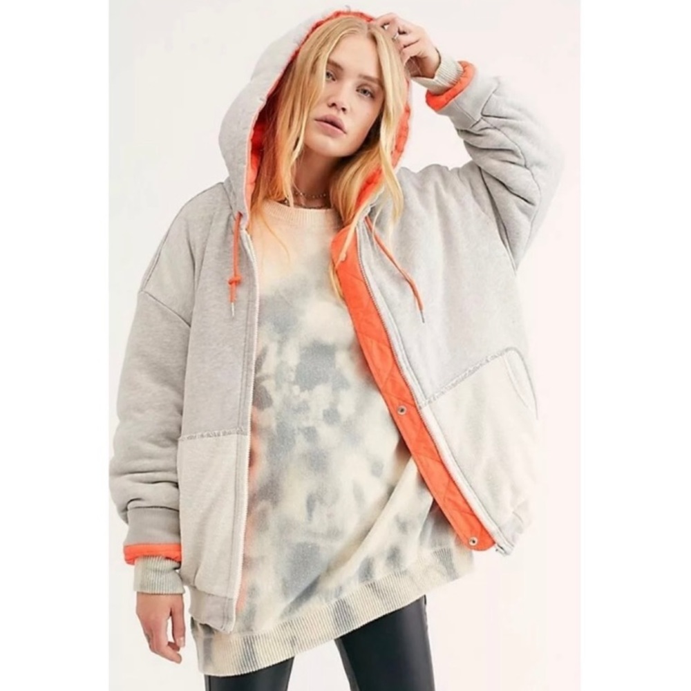 NWT Free People Black Run Reversible Puffer Coat L
